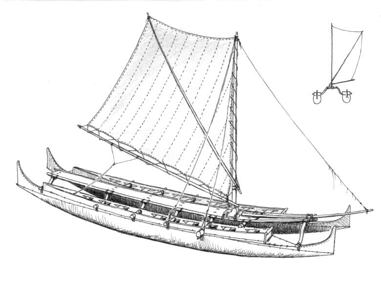 34-Hawaii-canoa doppia secondo Paris-circa 1850